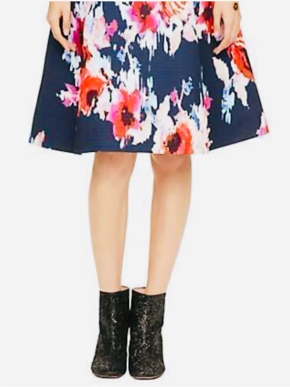 Kate Spade New York Hazy Floral Skirt Textured Pleated Fit & Flare Size 2 NWOT